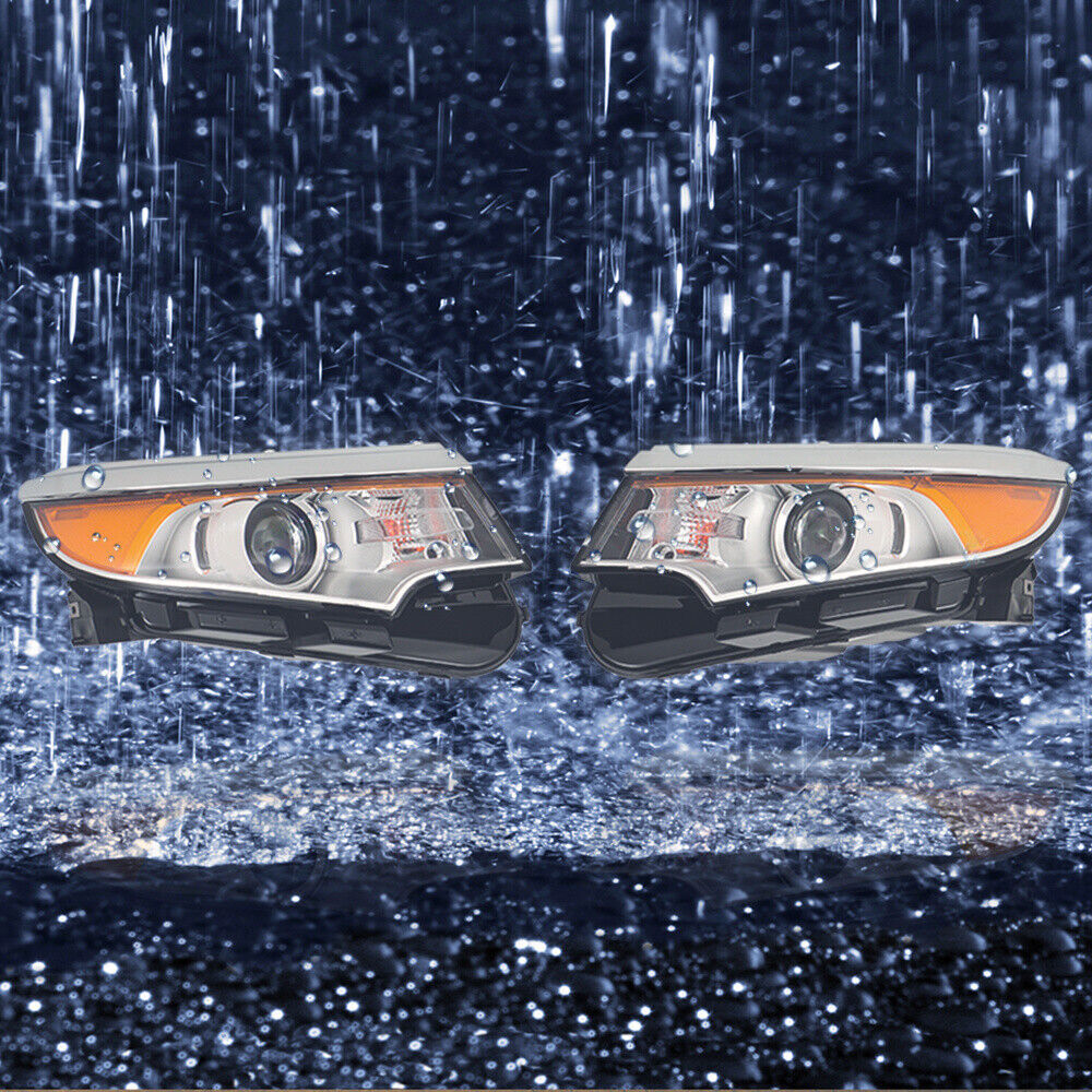 Right&Left Headlights For 2011-2014 Ford Edge Halogen Chrome Clear Lamps