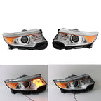 Right&Left Headlights For 2011-2014 Ford Edge Halogen Chrome Clear Lamps