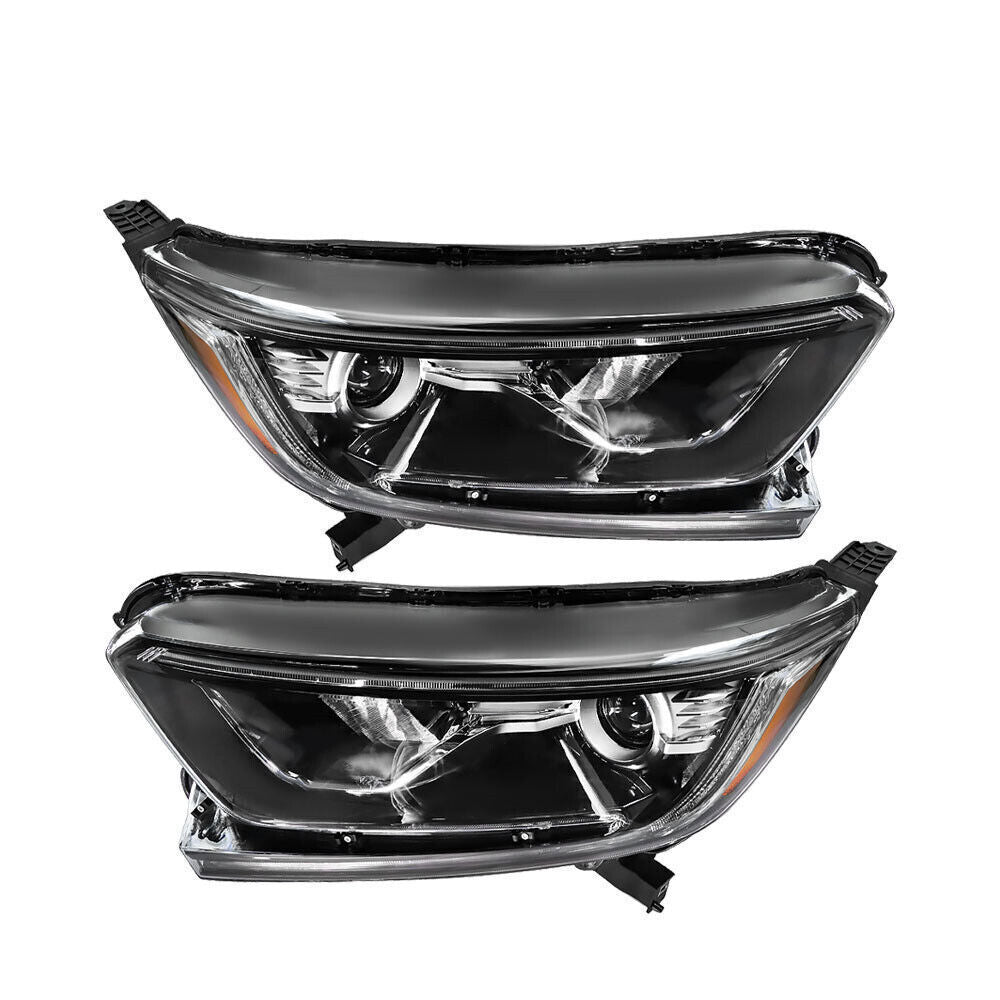 RH+LH Headlight For 2017-2022 Honda CR-V Halogen W/LED DRL Black Housing
