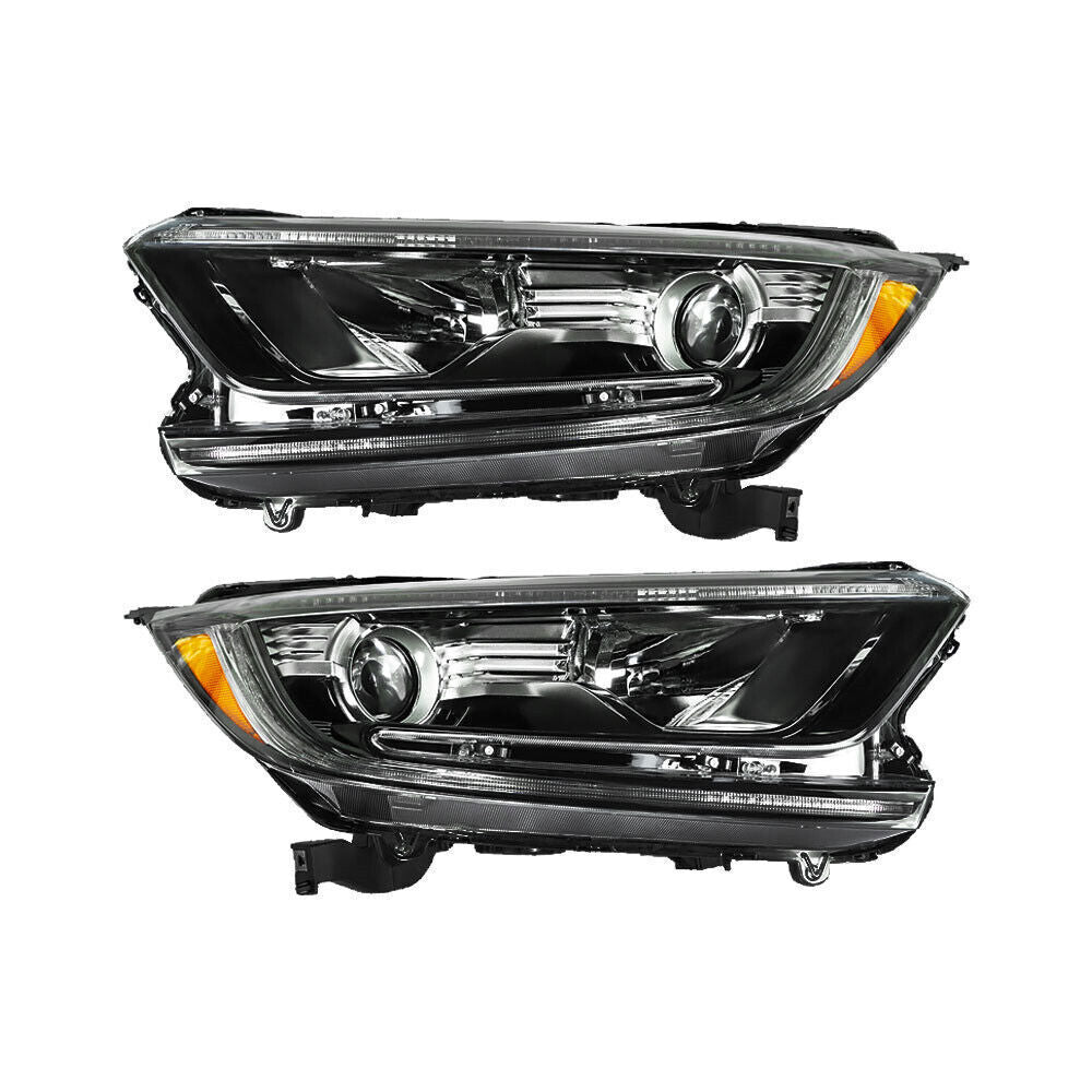 RH+LH Headlight For 2017-2022 Honda CR-V Halogen W/LED DRL Black Housing