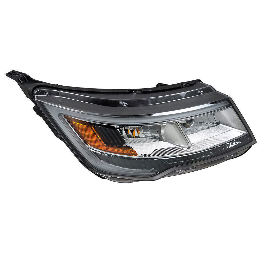 Right Headlight For 2016-2018 Ford Explorer Halogen w/LED DRL Clear Lens