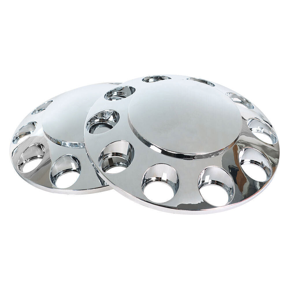 Complete 33mm Lug Chrome Hub Cover Semi Truck Wheel Axle Cover Kit Front & Rear
