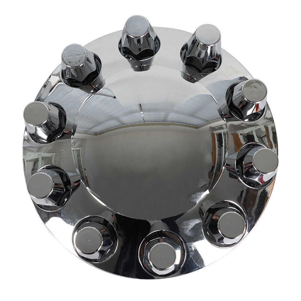 Complete 33mm Lug Chrome Hub Cover Semi Truck Wheel Axle Cover Kit Front & Rear