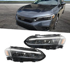 Right+Left Headlights For 2022 2023 Honda Civic Sport/Touring LED Black