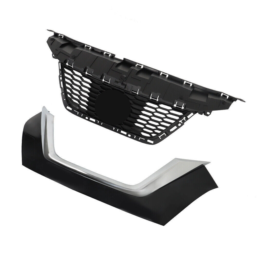 Front Upper Grille For 2020 2021 2022 Nissan Versa With Trim Chrome Set
