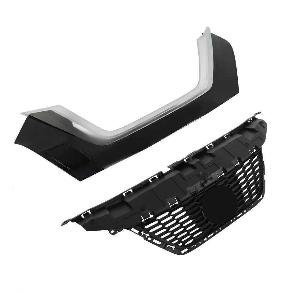 Front Upper Grille For 2020 2021 2022 Nissan Versa With Trim Chrome Set