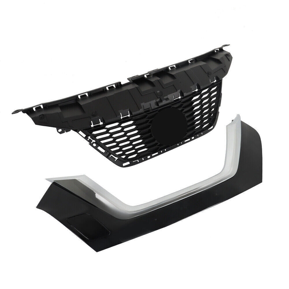 Front Upper Grille For 2020 2021 2022 Nissan Versa With Trim Chrome Set
