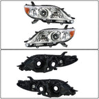 Right+Left Headlights For 2011-2020 Toyota Sienna Halogen Chrome Clear