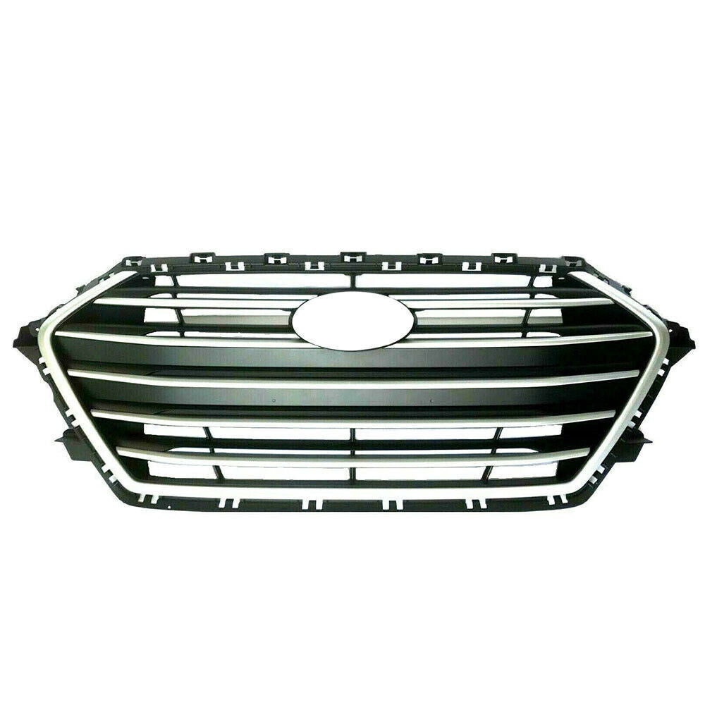 Front Grille Grill For 2017-18 Hyundai Elantra Black And Chrome Plastic