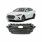 Front Grille Grill For 2017-18 Hyundai Elantra Black And Chrome Plastic