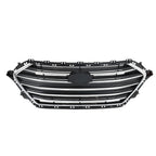 Front Grille Grill For 2017-18 Hyundai Elantra Black And Chrome Plastic