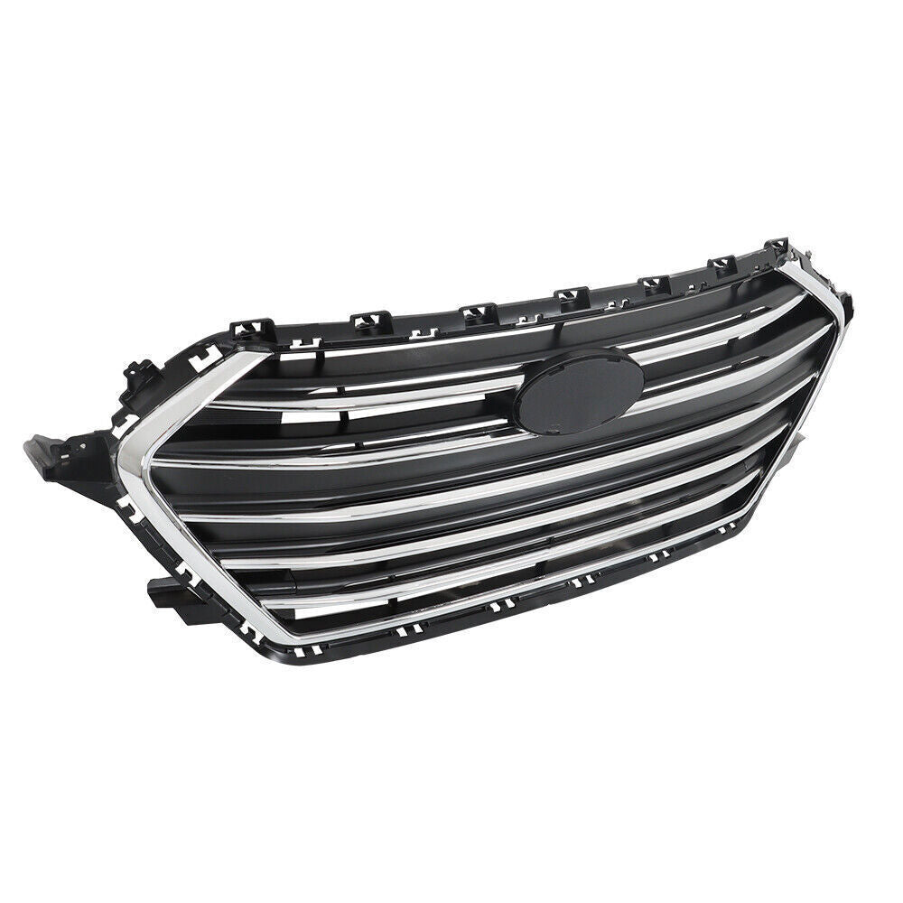 Front Grille Grill For 2017-18 Hyundai Elantra Black And Chrome Plastic
