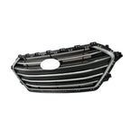 Front Grille Grill For 2017-18 Hyundai Elantra Black And Chrome Plastic