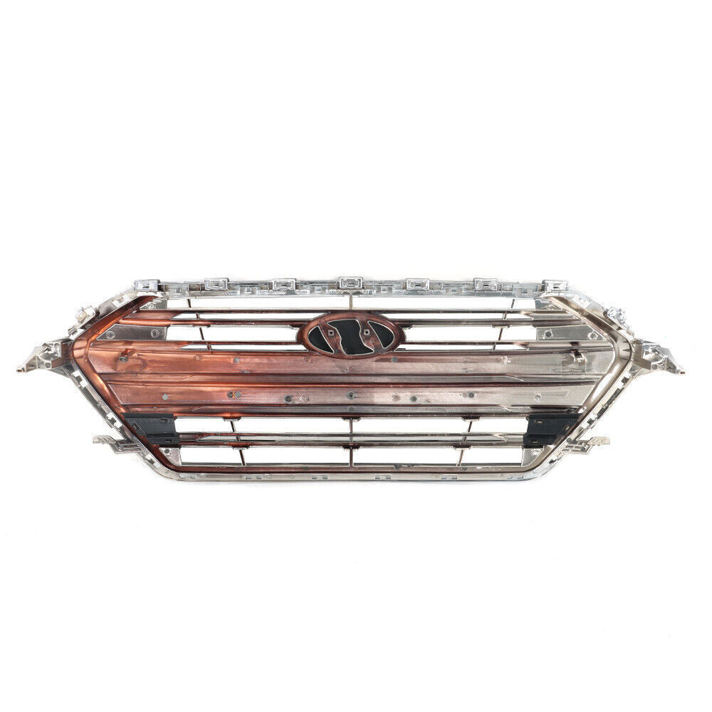 Front Grille Grill For 2017-18 Hyundai Elantra Black And Chrome Plastic