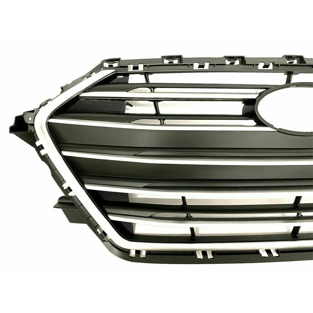 Front Grille Grill For 2017-18 Hyundai Elantra Black And Chrome Plastic