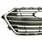 Front Grille Grill For 2017-18 Hyundai Elantra Black And Chrome Plastic