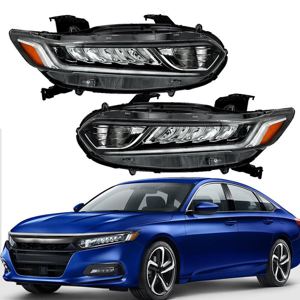 Pair Headlight Assy For 2018-2020 Honda Accord Sedan Halogen High Beam