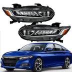 Pair Headlight Assy For 2018-2020 Honda Accord Sedan Halogen High Beam