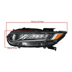 Pair Headlight Assy For 2018-2020 Honda Accord Sedan Halogen High Beam