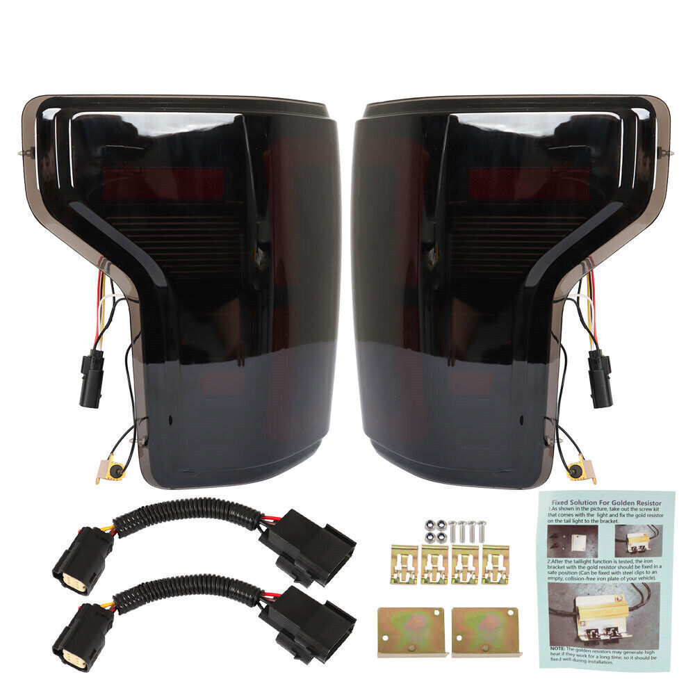 Left+Right Tail Lights For 2015-2020 Ford F150 F-150 Black Housing LED