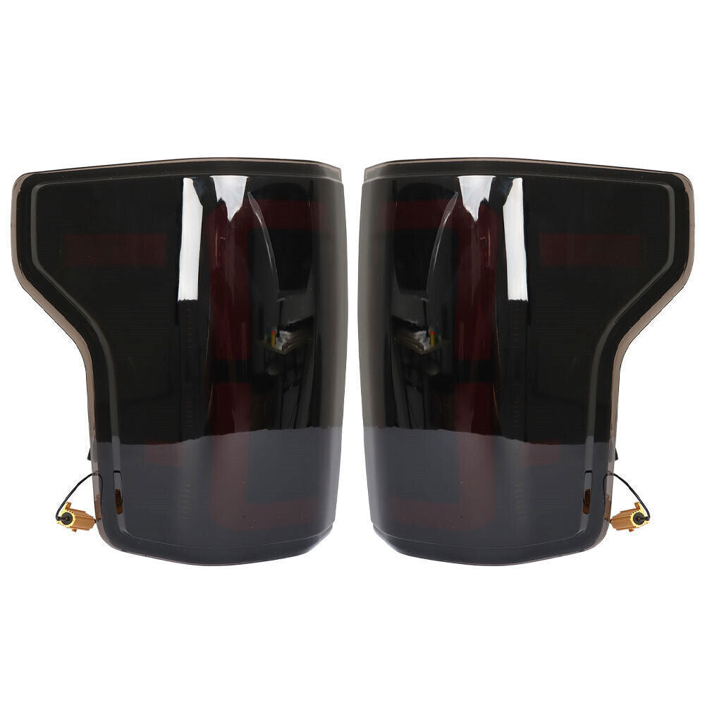 Left+Right Tail Lights For 2015-2020 Ford F150 F-150 Black Housing LED