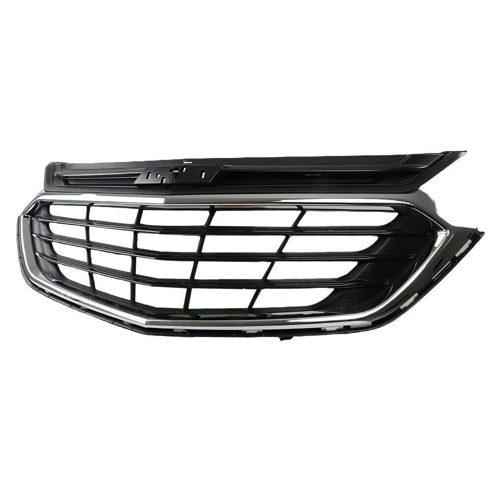 Front Bumper Upper Grille For 2018-2020 Chevy Equinox Black＆Chrome Trim