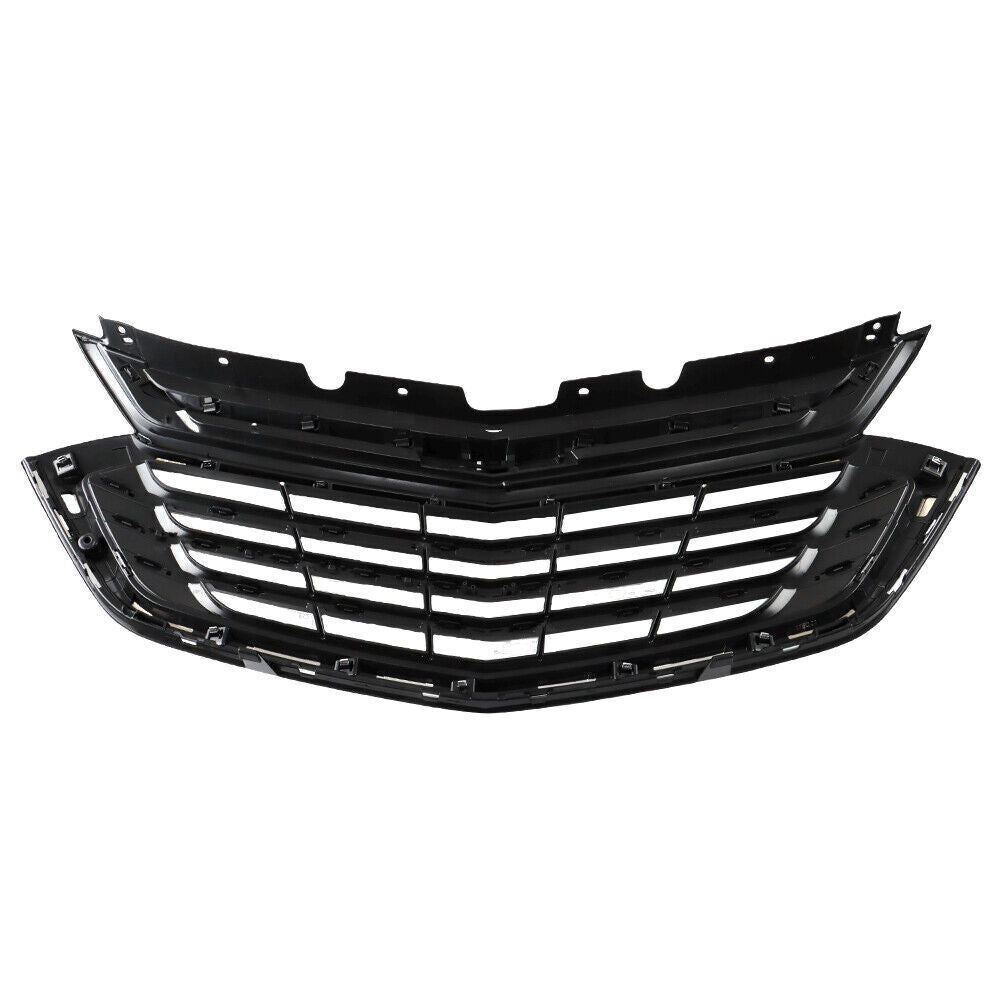 Front Bumper Upper Grille For 2018-2020 Chevy Equinox Black＆Chrome Trim