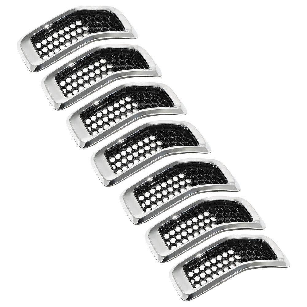 Chrome Black Honeycomb Grille Grill Inserts For 2014-18 Jeep Cherokee
