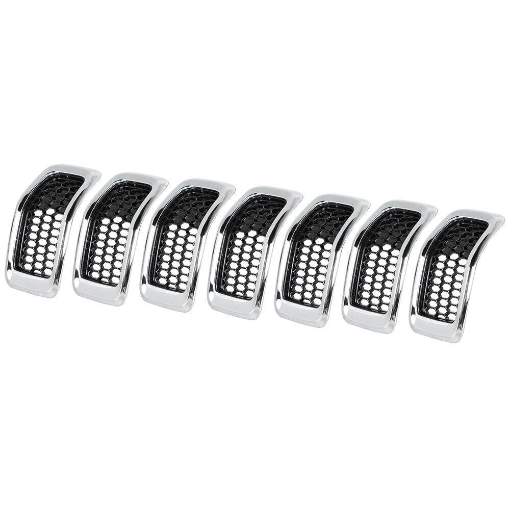 Chrome Black Honeycomb Grille Grill Inserts For 2014-18 Jeep Cherokee