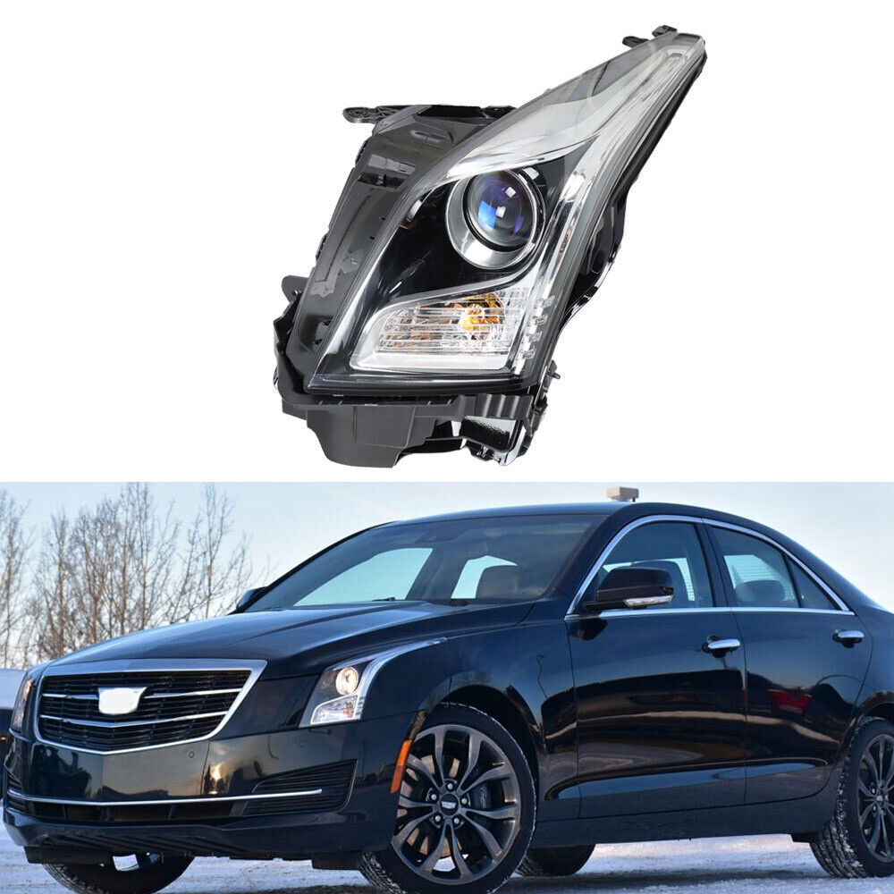 Left Headlight For 2013-2018 Cadillac ATS Halogen Type Chrome Housing
