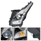 Left Headlight For 2013-2018 Cadillac ATS Halogen Type Chrome Housing