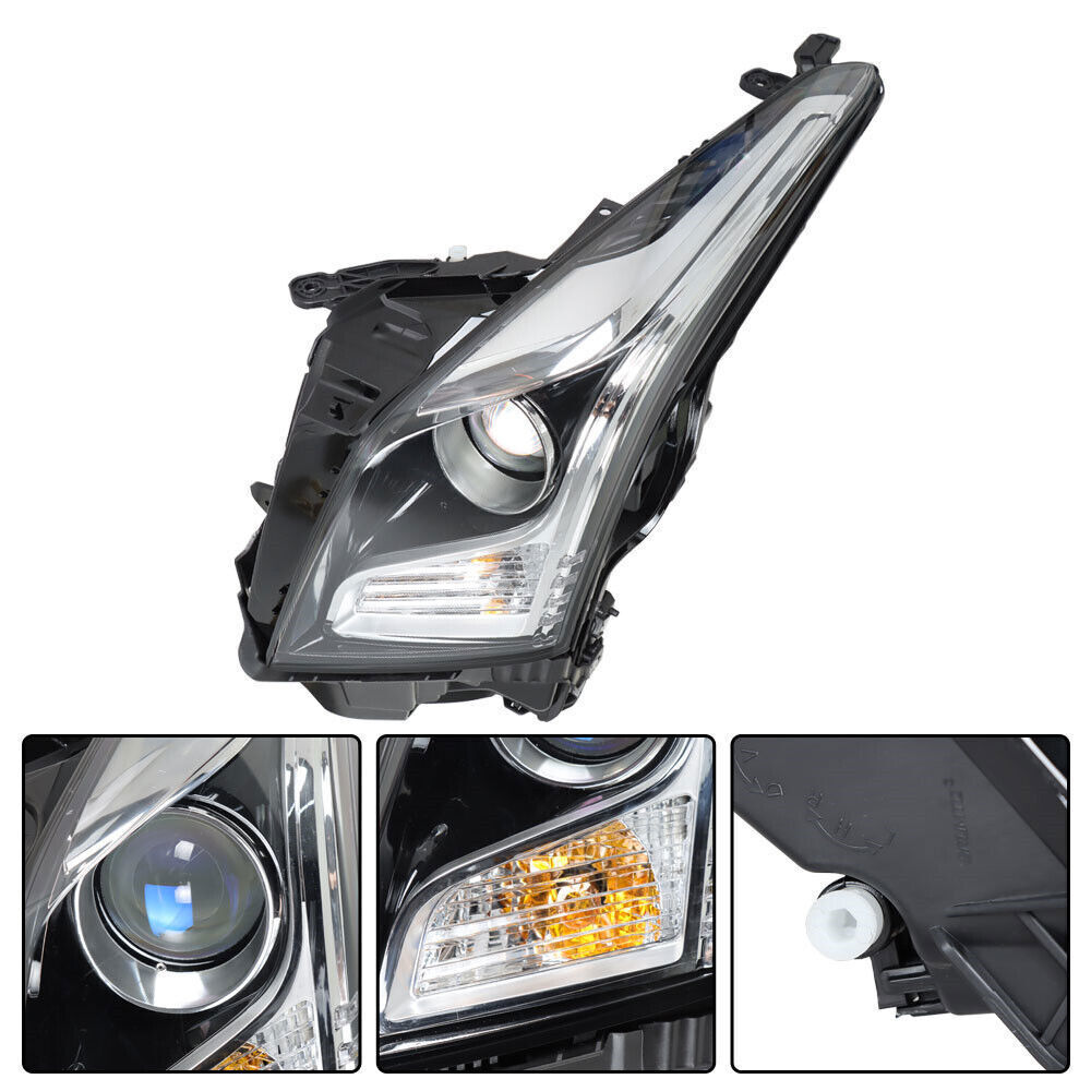 Left Headlight For 2013-2018 Cadillac ATS Halogen Type Chrome Housing