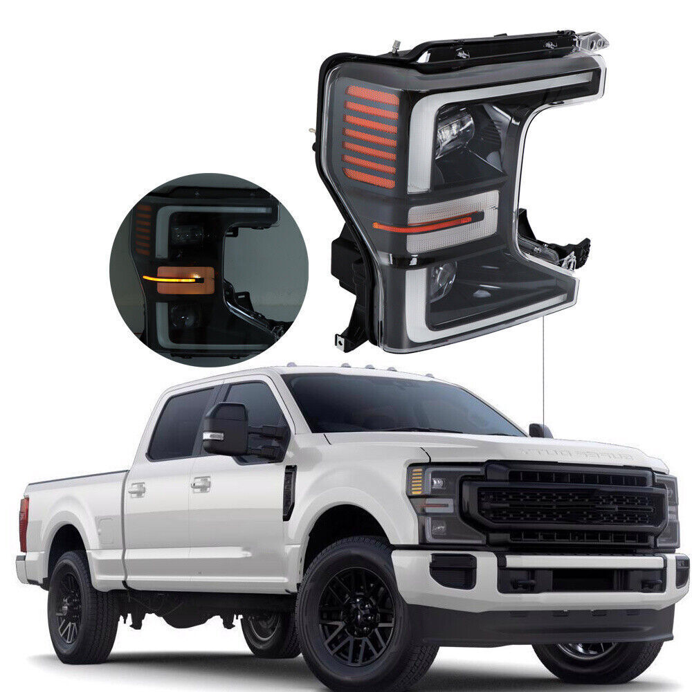 Right LED Headlight For 2020-2022 Ford F250 F350 SuperDuty Black Trim