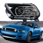 Left Headlight For 2013-2014 Ford Mustang HID/Xenon w/LED DRL Black Lens