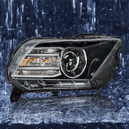 Left Headlight For 2013-2014 Ford Mustang HID/Xenon w/LED DRL Black Lens