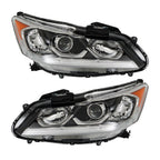 Left+Right Headlight For 2016-2017 Honda Accord Sedan Halogen W/LED DRL