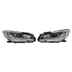 Left+Right Headlight For 2016-2017 Honda Accord Sedan Halogen W/LED DRL