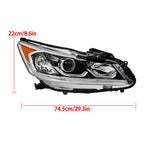 Left+Right Headlight For 2016-2017 Honda Accord Sedan Halogen W/LED DRL