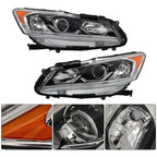 Left+Right Headlight For 2016-2017 Honda Accord Sedan Halogen W/LED DRL