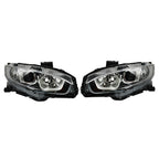 Right+Left Headlights For 2016-20 Honda Civic Halogen Electroplated Trim