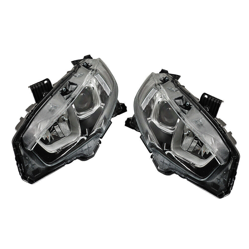Right+Left Headlights For 2016-20 Honda Civic Halogen Electroplated Trim