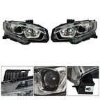 Right+Left Headlights For 2016-20 Honda Civic Halogen Electroplated Trim