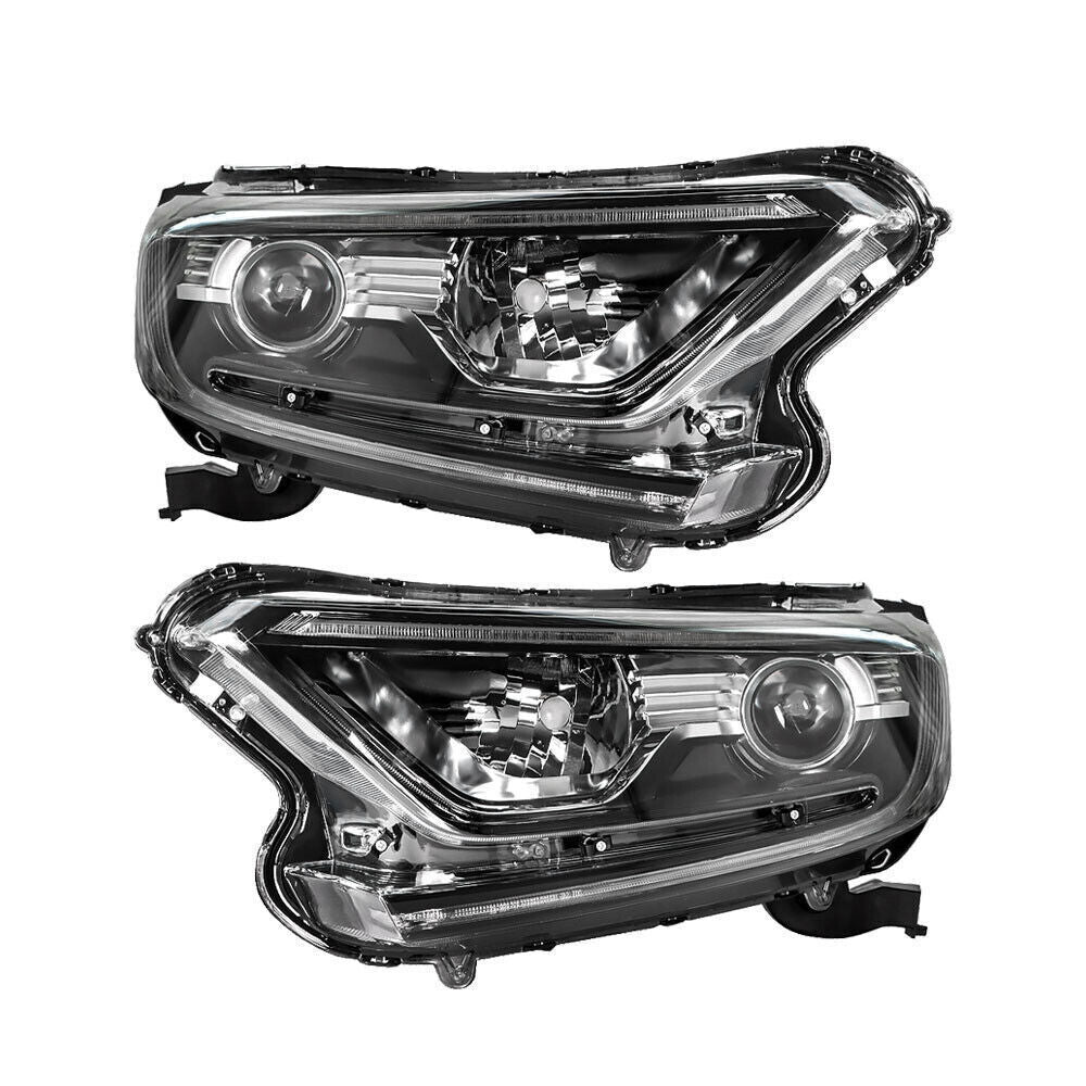 Left+Right Headlights For 2017-2022 Honda CRV CR-V Halogen Black Housing