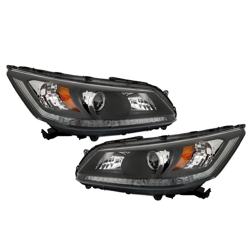 Headlights Headlamps Halogen For 2013-2015 Honda Accord Black Right Left