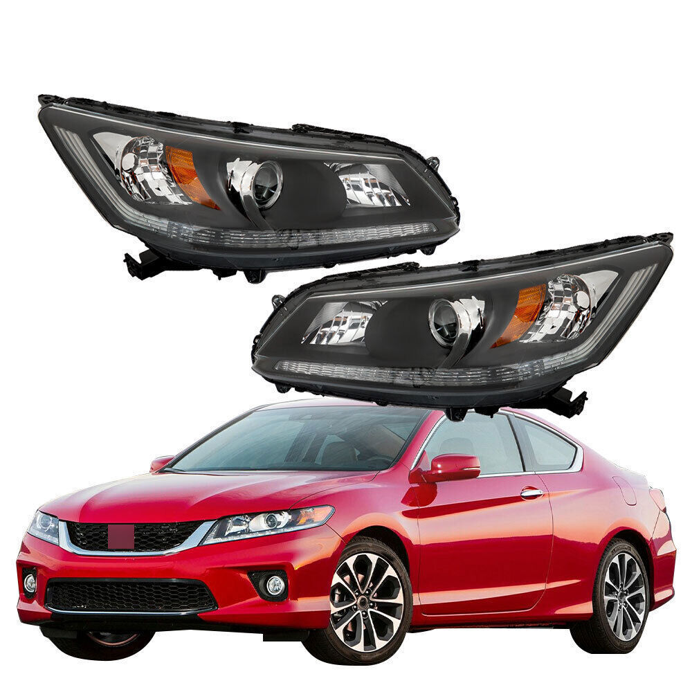 Headlights Headlamps Halogen For 2013-2015 Honda Accord Black Right Left