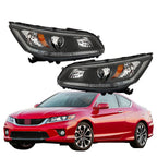 Headlights Headlamps Halogen For 2013-2015 Honda Accord Black Right Left