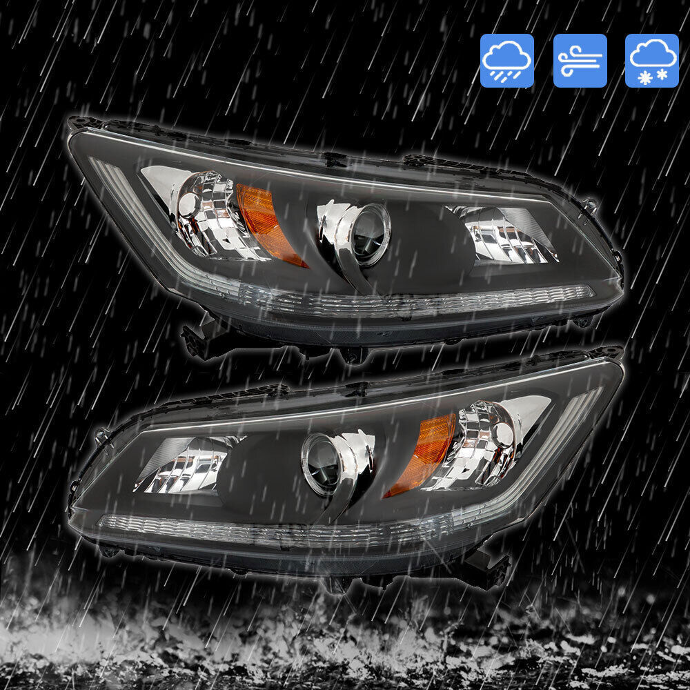 Headlights Headlamps Halogen For 2013-2015 Honda Accord Black Right Left