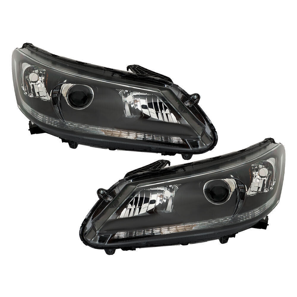 Headlights Headlamps Halogen For 2013-2015 Honda Accord Black Right Left