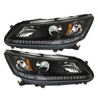 Headlights Headlamps Halogen For 2013-2015 Honda Accord Black Right Left