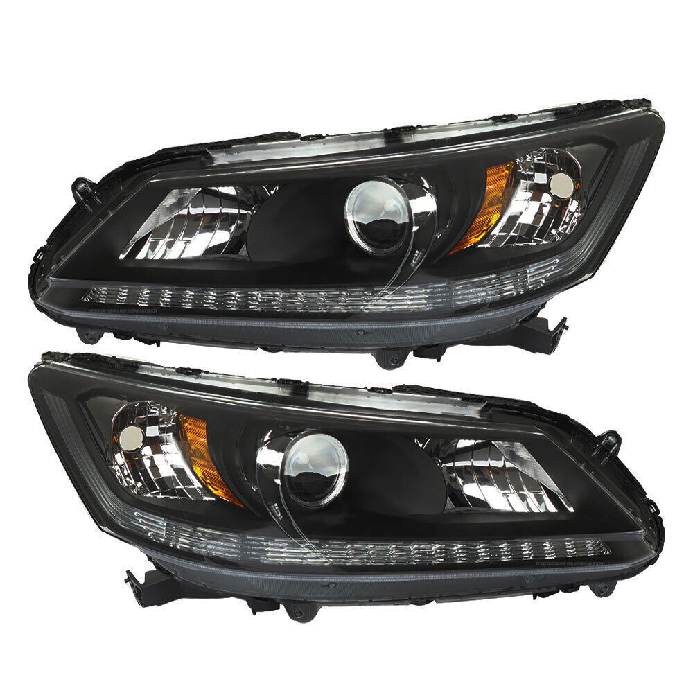 Headlights Headlamps Halogen For 2013-2015 Honda Accord Black Right Left